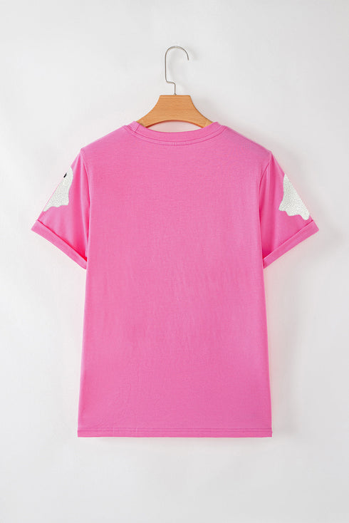 Playful Ghost Graphic Crew Neck Short Sleeve Tee