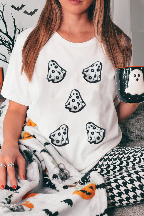 Playful Ghost Patch Graphic Short Sleeve Tee