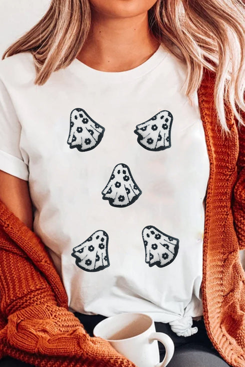 Playful Ghost Patch Graphic Short Sleeve Tee