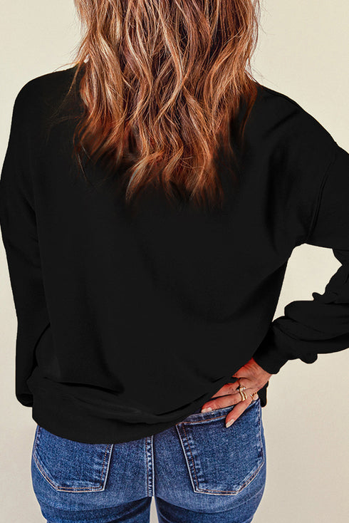 Playful Ghost Script Graphic Oversized Pullover Sweatshirt