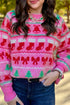 Playful Graphic Round Neck Retro Inspired Knit Sweater
