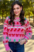 Playful Graphic Round Neck Retro Inspired Knit Sweater