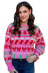Playful Graphic Round Neck Retro Inspired Knit Sweater