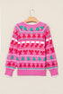 Playful Graphic Round Neck Retro Inspired Knit Sweater