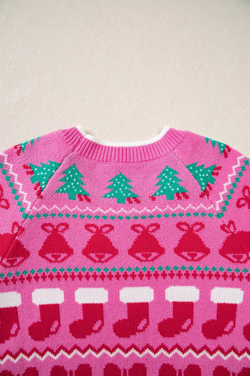 Playful Graphic Round Neck Retro Inspired Knit Sweater