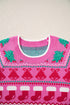 Playful Graphic Round Neck Retro Inspired Knit Sweater