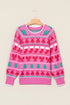 Playful Graphic Round Neck Retro Inspired Knit Sweater