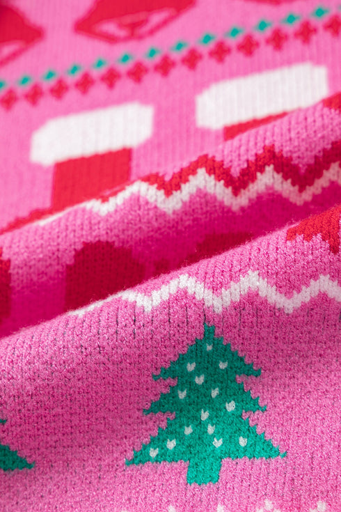 Playful Graphic Round Neck Retro Inspired Knit Sweater