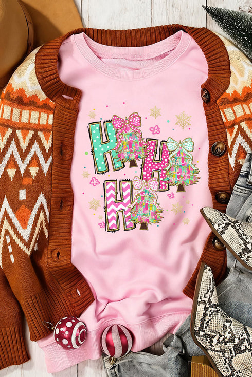 Playful Ho Ho Ho Tree Graphic Crew Sweatshirt