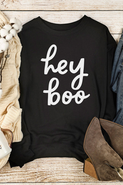 Playful Letter Graphic Long Sleeve Crew Neck Pullover Sweatshirt