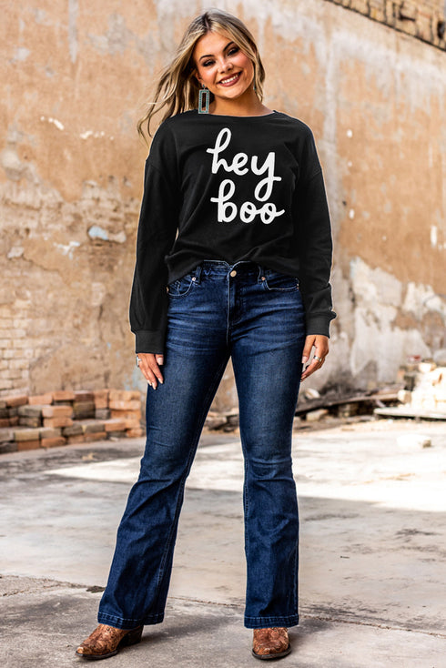 Playful Letter Graphic Long Sleeve Crew Neck Pullover Sweatshirt