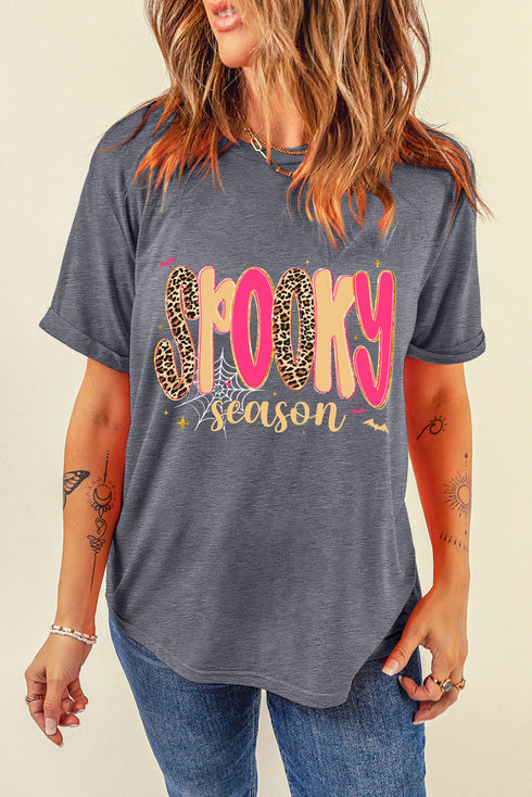 Playful Letter Print Crew Neck Short Sleeve Graphic Tee