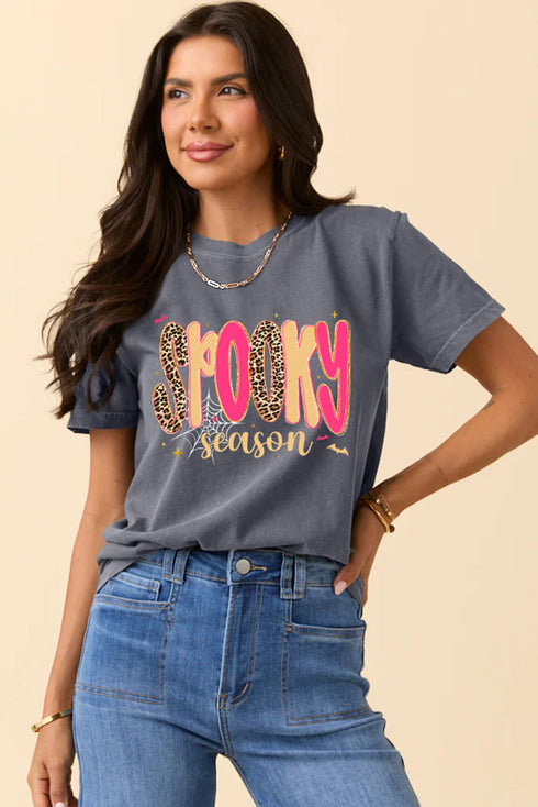 Playful Letter Print Crew Neck Short Sleeve Graphic Tee