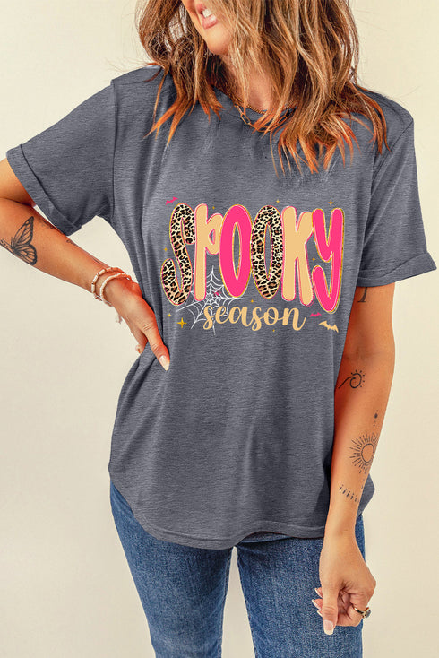 Playful Letter Print Crew Neck Short Sleeve Graphic Tee