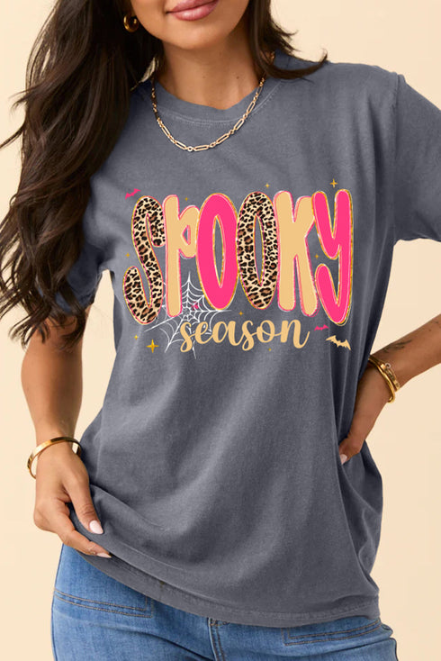 Playful Letter Print Crew Neck Short Sleeve Graphic Tee