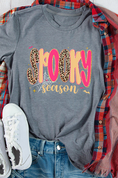 Playful Letter Print Crew Neck Short Sleeve Graphic Tee