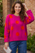 Playful Polka Dot Patterned Knit Pullover Sweater