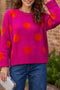 Playful Polka Dot Patterned Knit Pullover Sweater