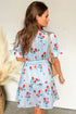 Playful Print Mix Ruffle Sleeve Tie Waist V Neck Mini Dress