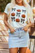 Playful Pumpkin And Bow Graphic Print Crew Neck Tee