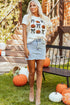 Playful Pumpkin And Bow Graphic Print Crew Neck Tee