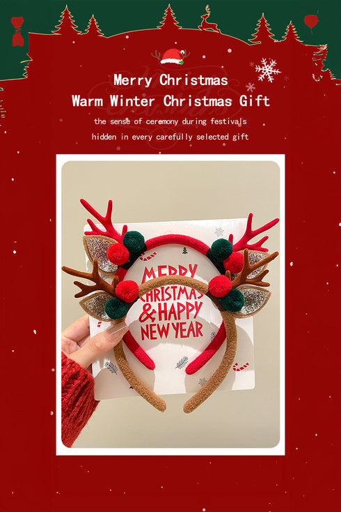 Playful Reindeer Antler Holiday Celebration Hair Headband