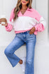 Playful Ricrac Trim Patchwork Collar V Neck Top