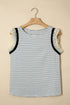 Playful Ruffle Trim Striped Print Tank Top