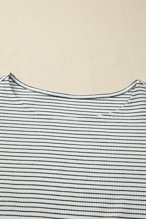 Playful Ruffle Trim Striped Print Tank Top