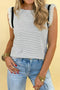 Playful Ruffle Trim Striped Print Tank Top