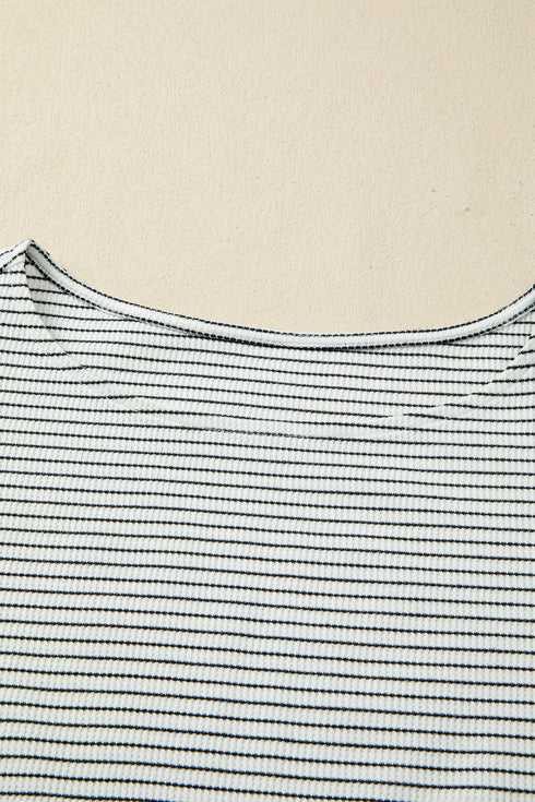Playful Ruffle Trim Striped Print Tank Top