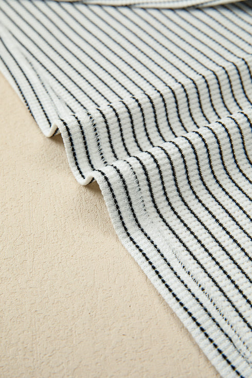 Playful Ruffle Trim Striped Print Tank Top