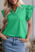 Playful Scalloped Edge Detail Layered Flutter Sleeve V Neck Top