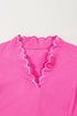 Playful Scalloped Edge Detail Layered Flutter Sleeve V Neck Top