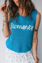 Playful Script Graphic Sleeveless Knit Top