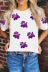 Playful Sequin Balloon Dog Print Crew Neck Tee