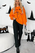 Playful Skeleton And Pumpkin Graphic Pullover Sweatshirt
