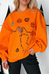 Playful Skeleton And Pumpkin Graphic Pullover Sweatshirt