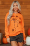 Playful Skeleton And Pumpkin Graphic Pullover Sweatshirt