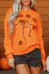 Playful Skeleton And Pumpkin Graphic Pullover Sweatshirt