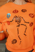 Playful Skeleton And Pumpkin Graphic Pullover Sweatshirt