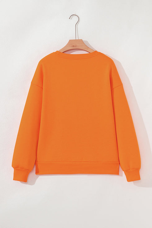 Playful Skeleton And Pumpkin Graphic Pullover Sweatshirt
