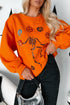 Playful Skeleton And Pumpkin Graphic Pullover Sweatshirt