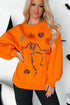Playful Skeleton And Pumpkin Graphic Pullover Sweatshirt