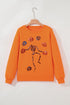 Playful Skeleton And Pumpkin Graphic Pullover Sweatshirt