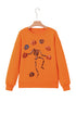 Playful Skeleton And Pumpkin Graphic Pullover Sweatshirt