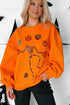 Playful Skeleton And Pumpkin Graphic Pullover Sweatshirt