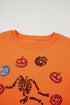 Playful Skeleton And Pumpkin Graphic Pullover Sweatshirt