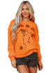 Playful Skeleton And Pumpkin Graphic Pullover Sweatshirt
