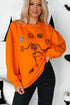 Playful Skeleton And Pumpkin Graphic Pullover Sweatshirt